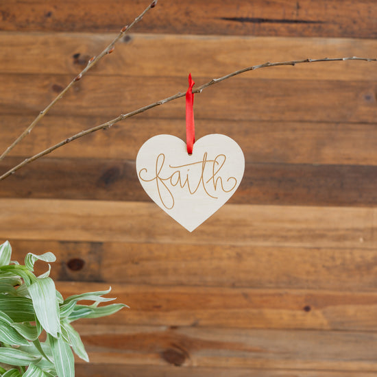 Engraved Wood  Love Ornament - 13 Faith