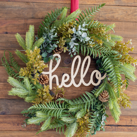 Evergreen - Wreath with Ready Made Wooden Plaque