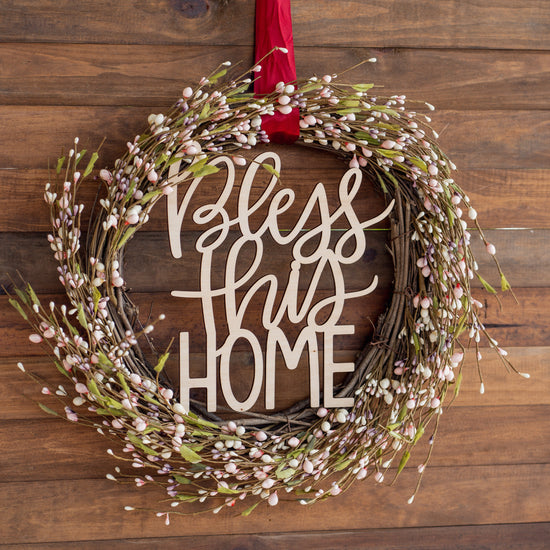 Pink Mistletoe - Wreath with Ready Made Wooden Plaque