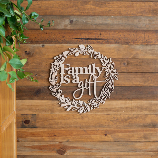 Family Is A Gift Botanical Wooden Wreath