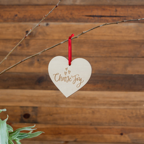 Engraved Wood  Love Ornament - 4 Choose Joy