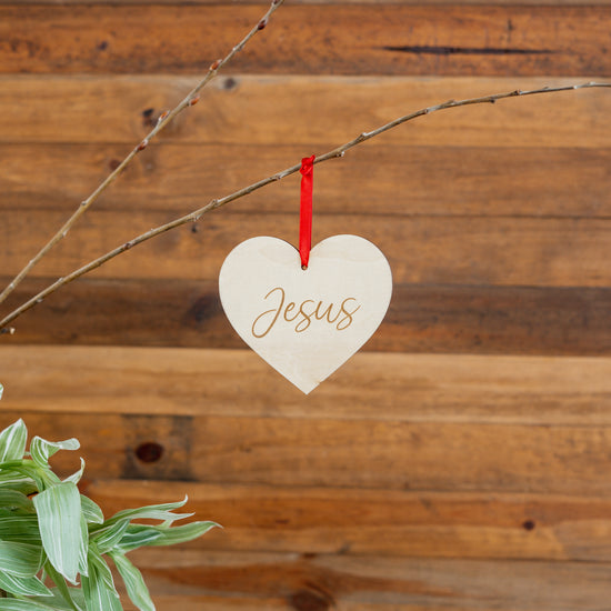 Engraved Wood  Love Ornament - 6 Jesus