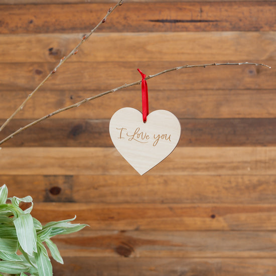 Engraved Wood  Love Ornament - 7 I Love You