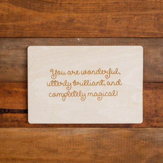 Engraved Wood  Love Card - 12 You Are Wonderful