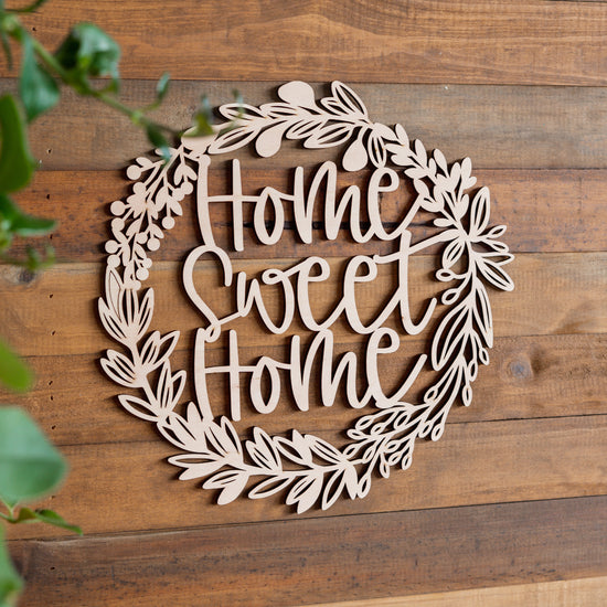 Home Sweet Home Botanical Wooden Wreath