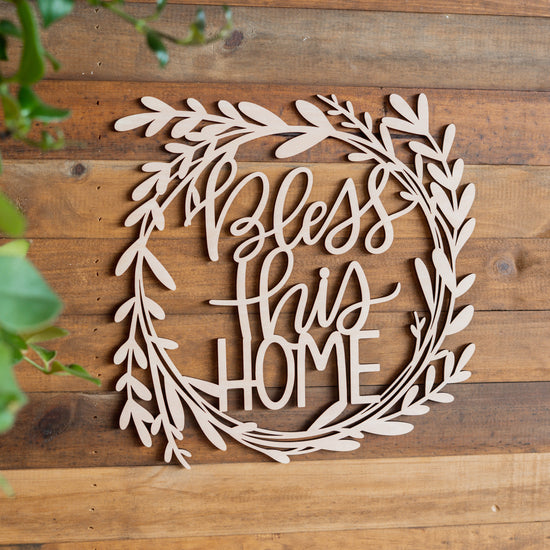 Bless This Home Foliage Wooden Wreath
